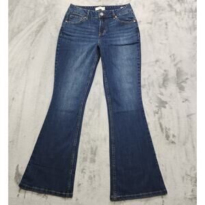 Maurices Jeans Womens 8 Blue Mid Rise Flare Leg Dark Wash Stretch Denim Casual